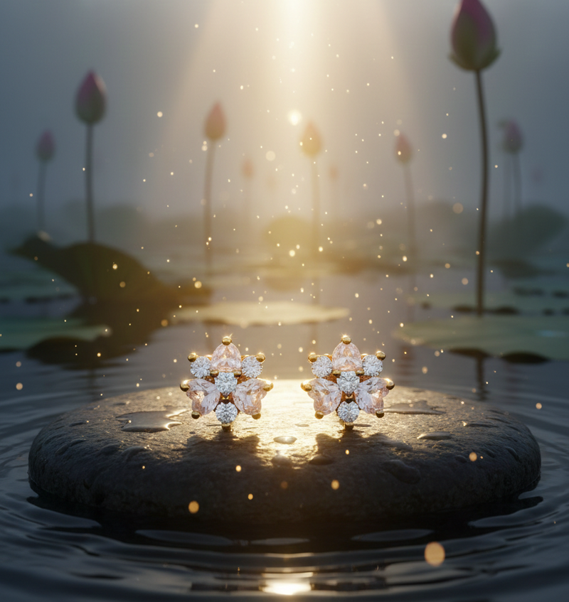 Le Lotus des Trois Désirs — Boucles d’oreilles — Édition Unique 1-sur-1