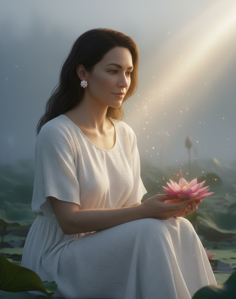 Le Lotus des Trois Désirs — Boucles d’oreilles — Édition Unique 1-sur-1