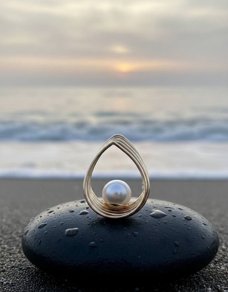 La Larme d’Océan — Boucles d’oreilles Perles — Édition Unique 1-sur-1